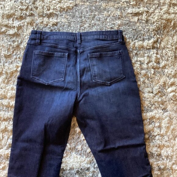 Susan Graver Jeans Dark Wash Floral Embroidered Blue Denim Boho Women’s Size 12 - Picture 7 of 8